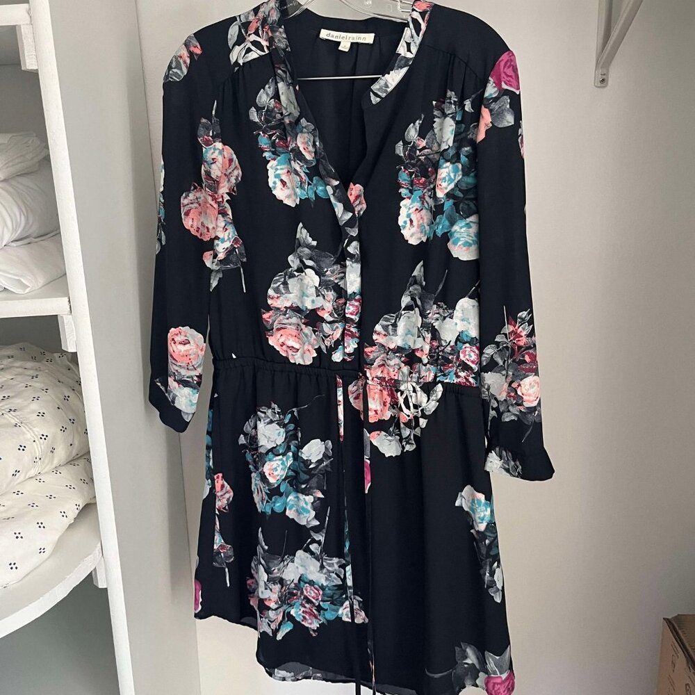 Navy floral midi dress